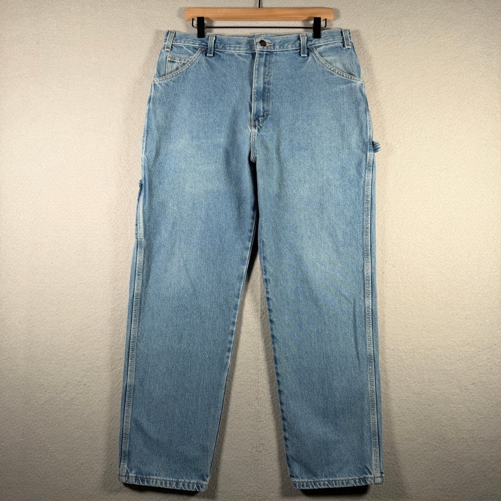 Dickies Mens Carpenter Jeans Light Wash Denim Straight Leg 1993SNB 36x30